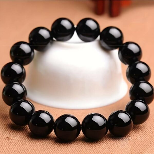Bracelet Billes de Tourmaline Noire 10mm – Image 3