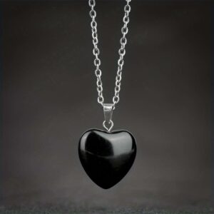 Collier coeur d'Obsidienne noire