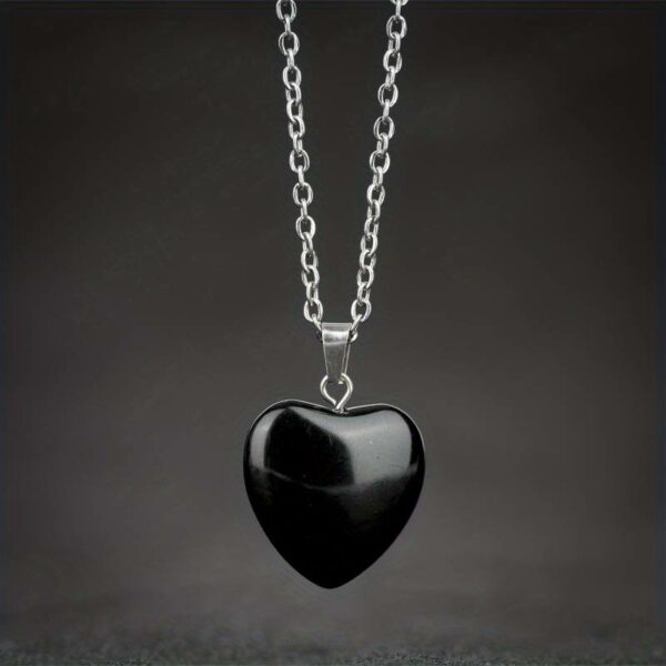 Collier coeur d'Obsidienne noire