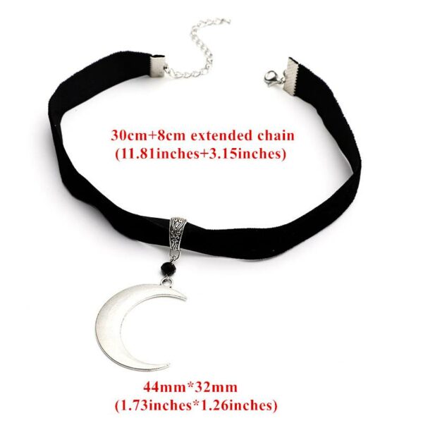 Collier Ras du Cou Croissant de Lune argenté – Image 3