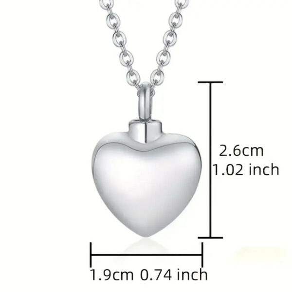 Collier commémoratif en forme de Coeur (Urne pour Cendres de Crémation) – Image 3