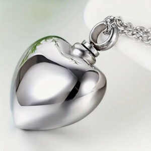 Collier commémoratif en forme de Coeur (Urne pour Cendres de Crémation)