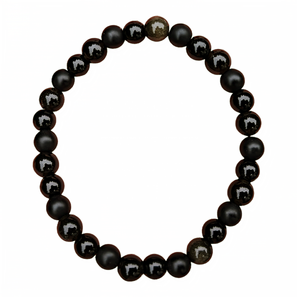 Bracelet Triple Protection (Tourmaline Noire, Obsidienne Dorée, Agate Noire) 6mm – Image 4